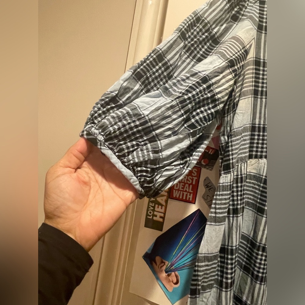 Zara Blue Plaid Midi Cotton Dress - Picture 6 of 12